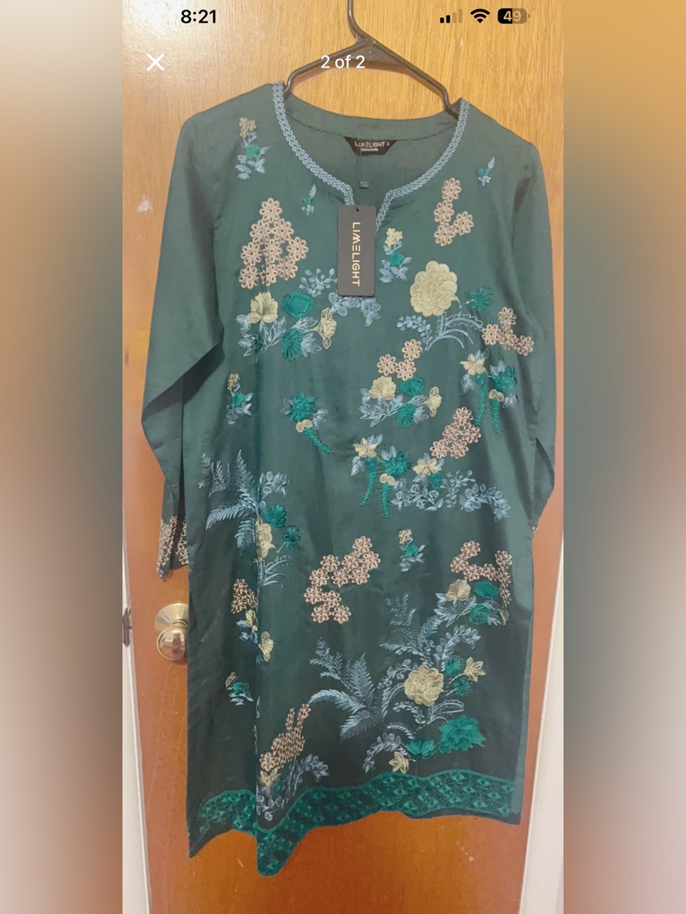 Limelight Forest Green Floral Embroidered Kurta with embroidered trouzer